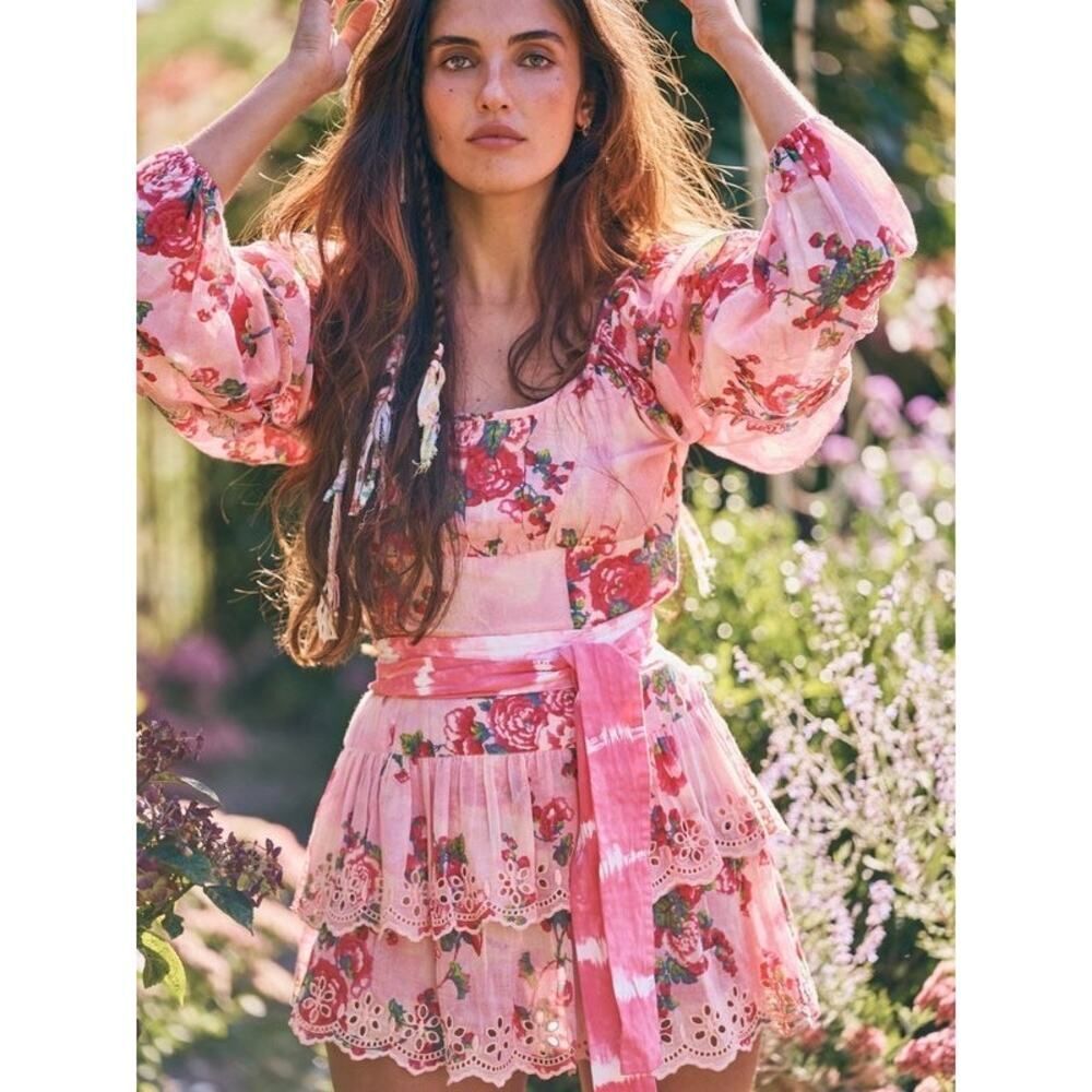 LoveShackFancy Ambrosia Dress Pink desert US4